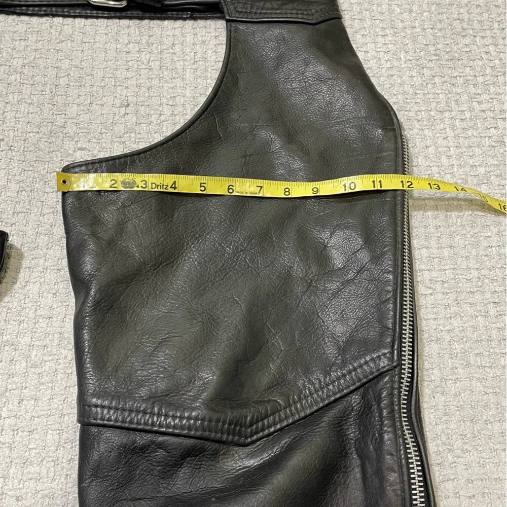 Vintage California Creations Black Leather Chaps Riding Pants Motorcycle Mens L